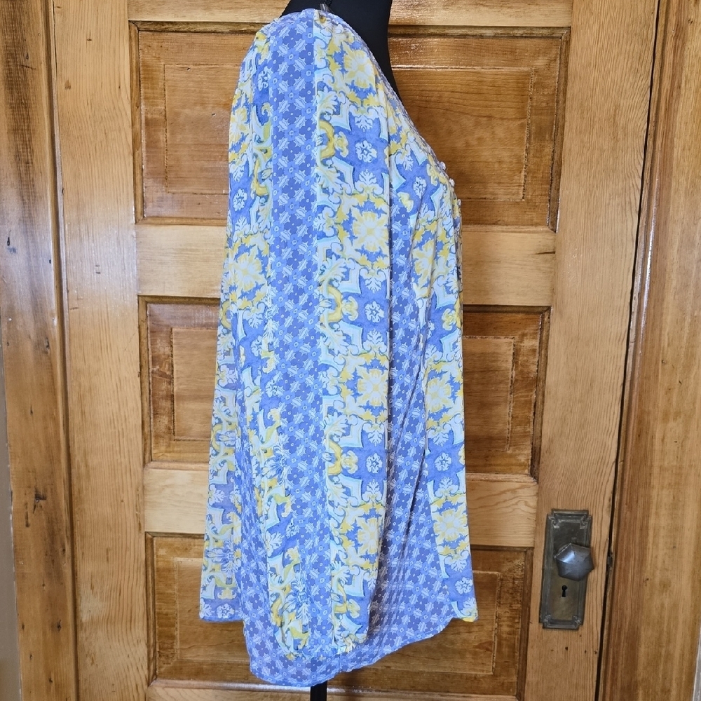 Zac & Rachel Flowy Blue Long Sleeve Boxy Top XL - Picture 3 of 5